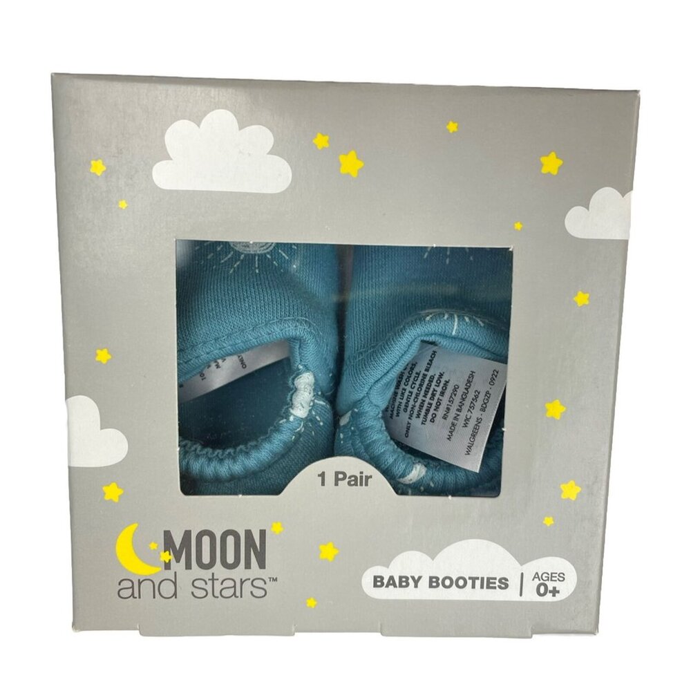 MOON AND STARS BABY BOY BOOTIES 0+